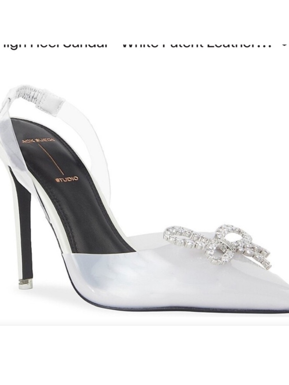 Black Suede Studio Monroe White Crystal-Embellished Slingback Pump